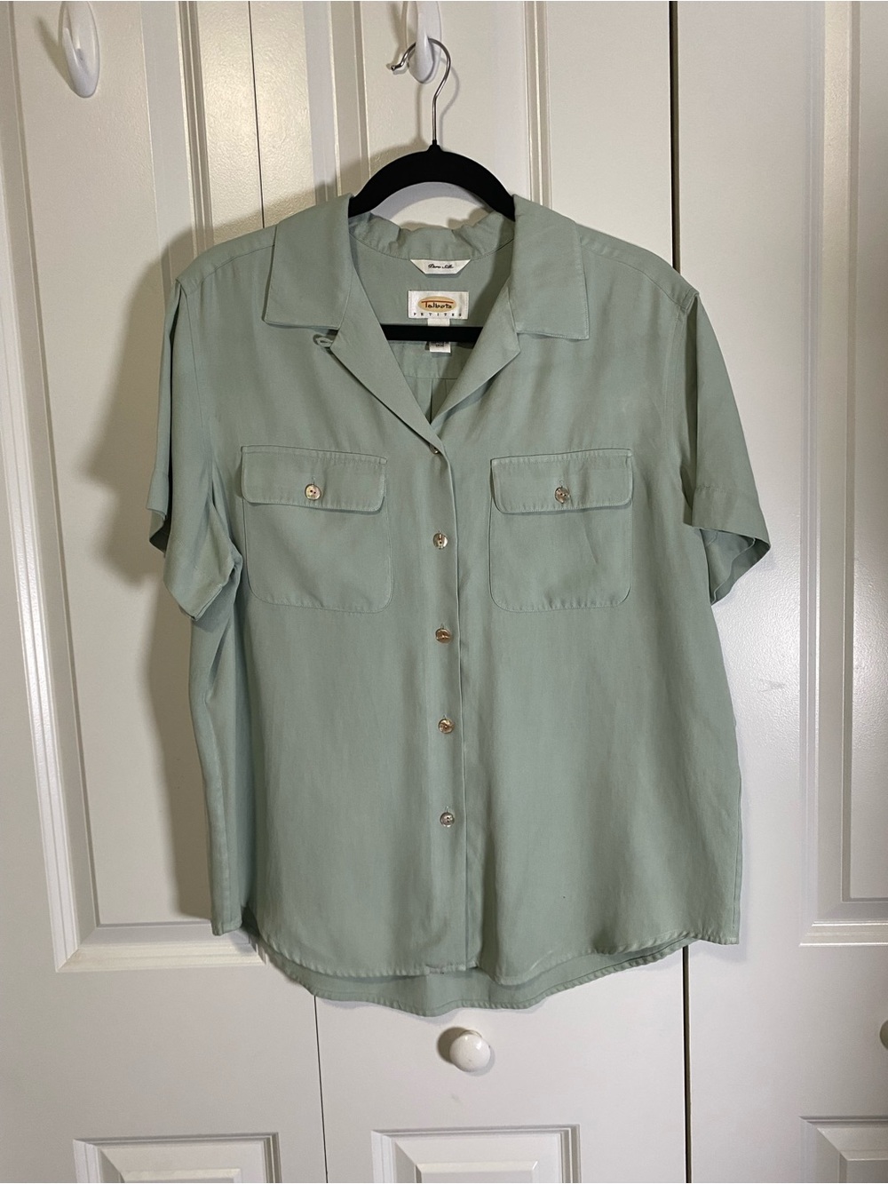 Vintage Talbots Petite Light Sage Pure Silk Blouse
